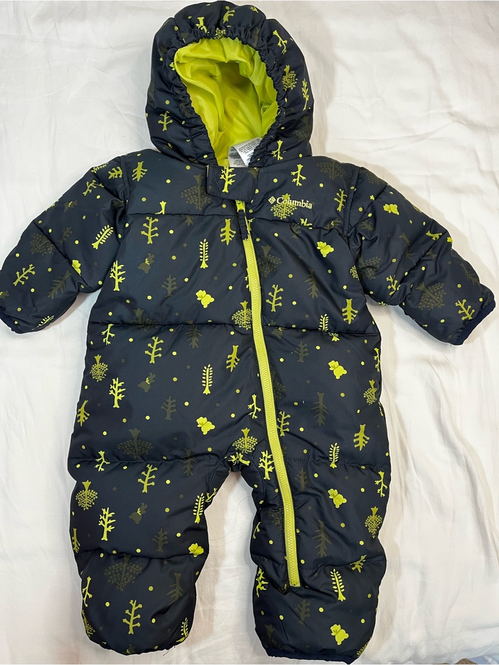 Columbia Snuggly Bunny Down Filled Infant Puffer Snowsuit Baby Bunting 12 months